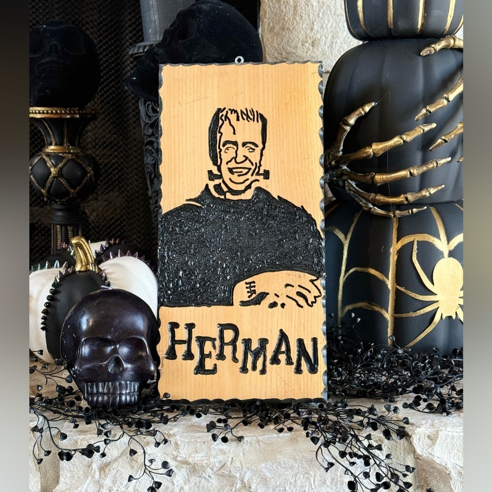Herman Munster‎ Carved Wooden Plaque
